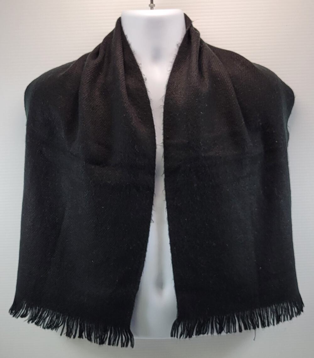 L4) Women Black Fringed Winter Scarf 50" x 13"